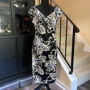 Maggy London Dress, Flower Black and White Dress